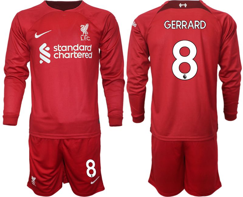 Men 2022-2023 Club Liverpool home long sleeves red 8 Soccer Jersey1